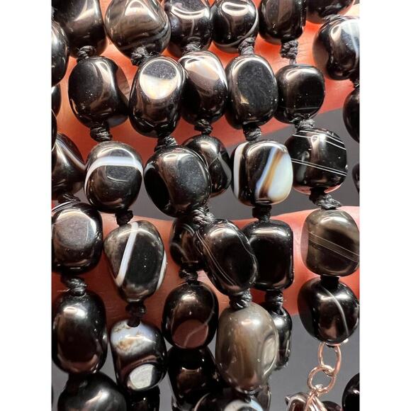 NEW Botswana agate 44 inch necklace with sterling silver clasp - Picture 7 of 12